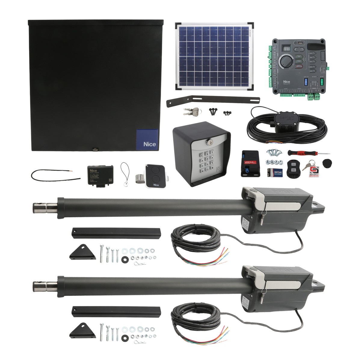 Nice Apollo 912L Dual 20W Solar Swing Gate Opener Full Package w
