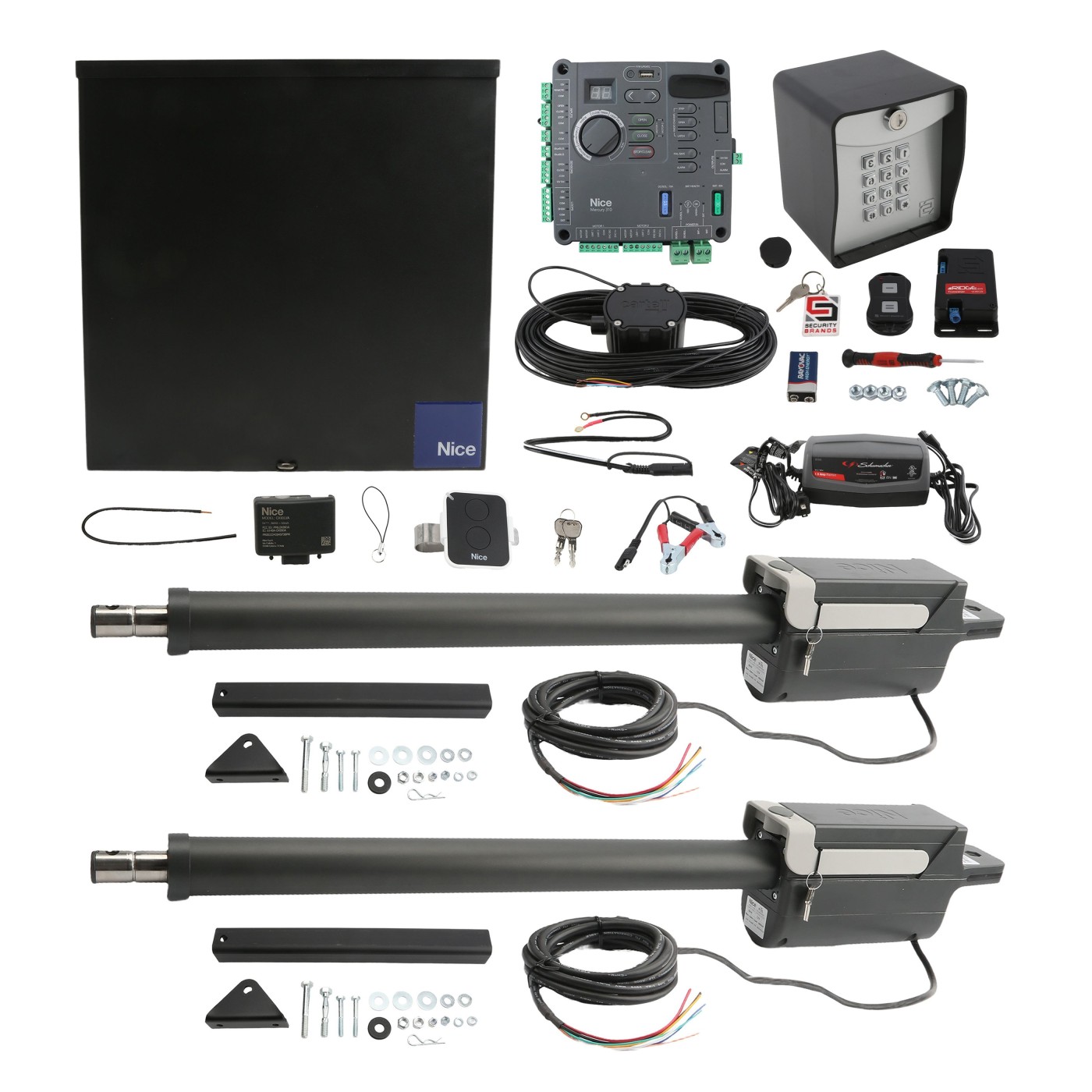 Nice Apollo 912L Dual AC Swing Gate Opener Full Package w/ Mercury 310