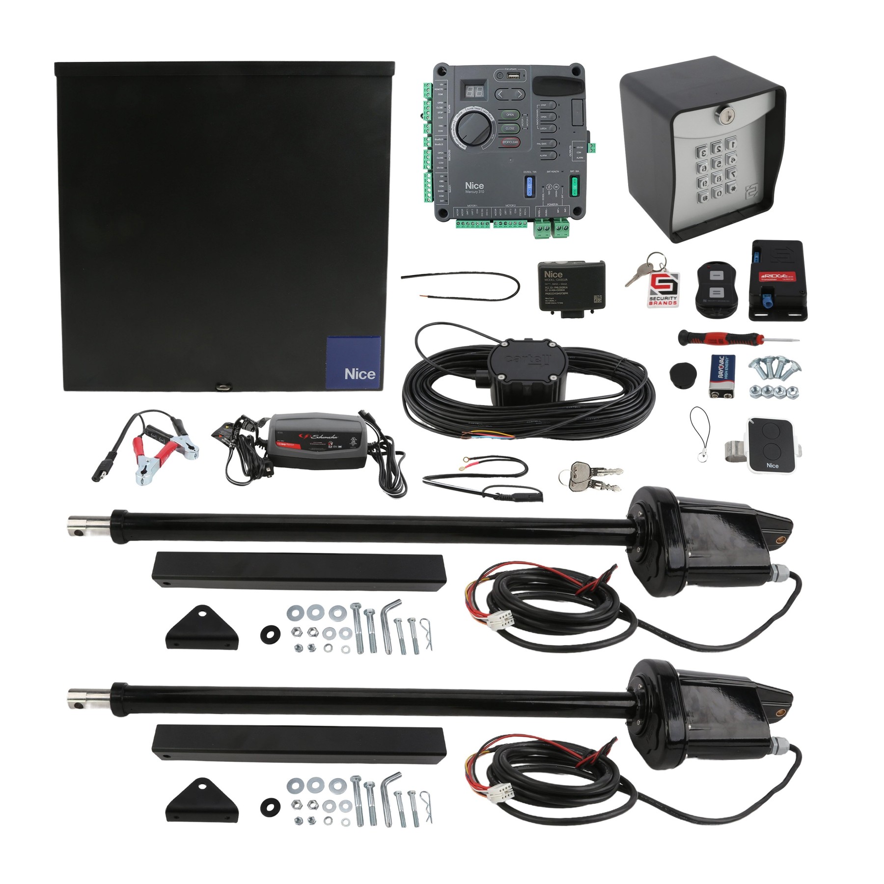 Nice Apollo 816 Dual AC Swing Gate Opener Full Package w/ Mercury 310