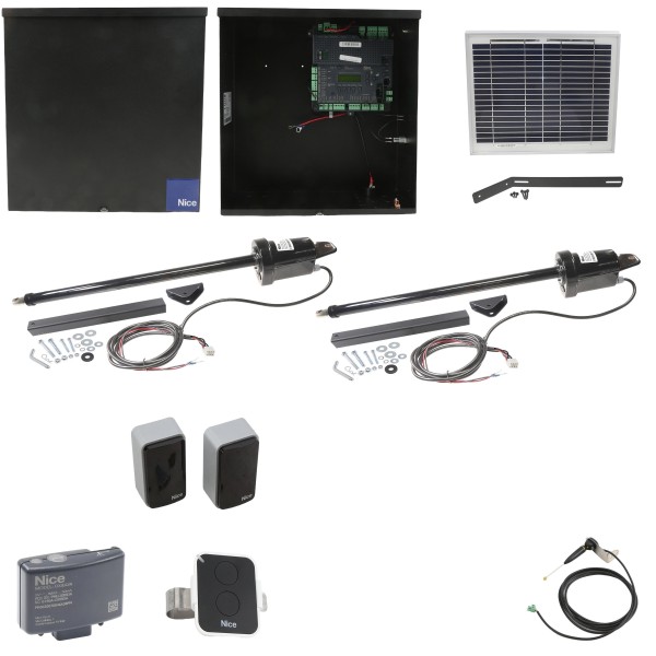 Nice Apollo 1650 ETL-1K Dual Swing Gate Opener Solar Package w/ 10 Watt Solar Panel