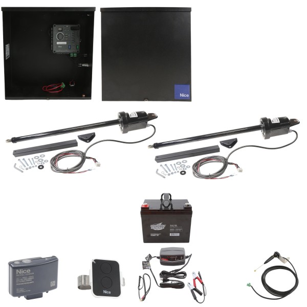 Nice Apollo Dual Swing Gate Opener with 310 Control Board - 35 Ah Battery Included