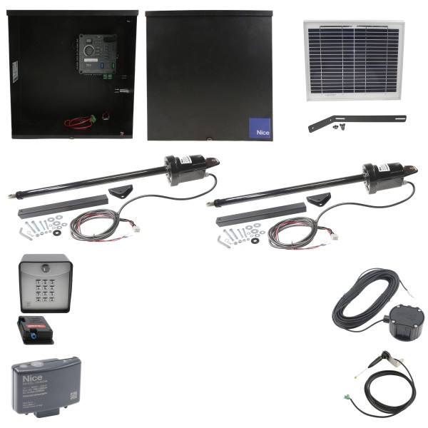 Nice Apollo 310TITANDUAL-10S Dual Swing Gate Opener Kit W/ 10 Watt Solar Panel