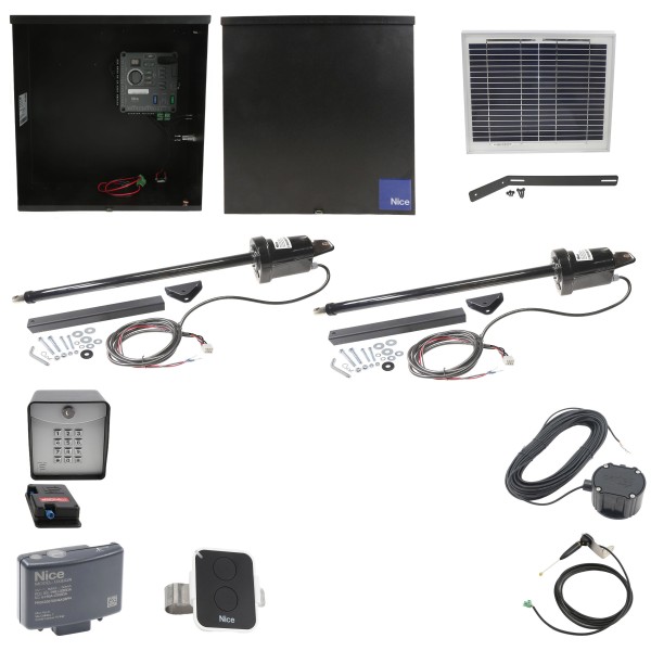 Nice Apollo 310TITANDUAL-10S Dual Swing Gate Opener Kit W/ 10 Watt Solar Panel
