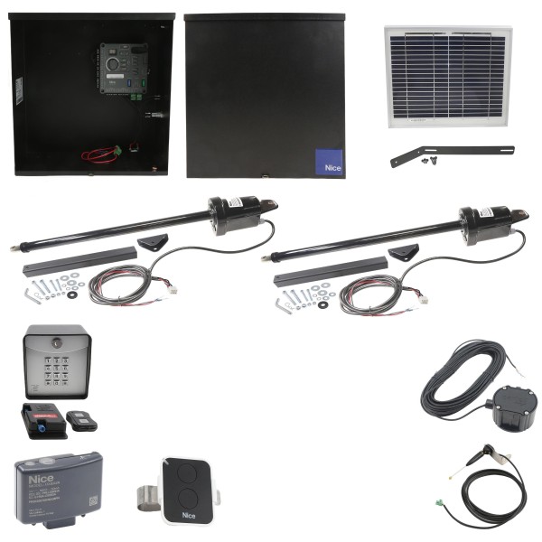Nice Apollo 310TITANDUAL-10S Dual Swing Gate Opener Kit W/ 10 Watt Solar Panel