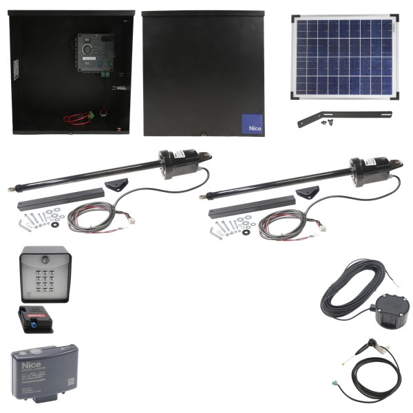 Nice Apollo 310TITANDUAL-20S Dual Swing Gate Opener Kit W/ 20 Watt Solar Panel