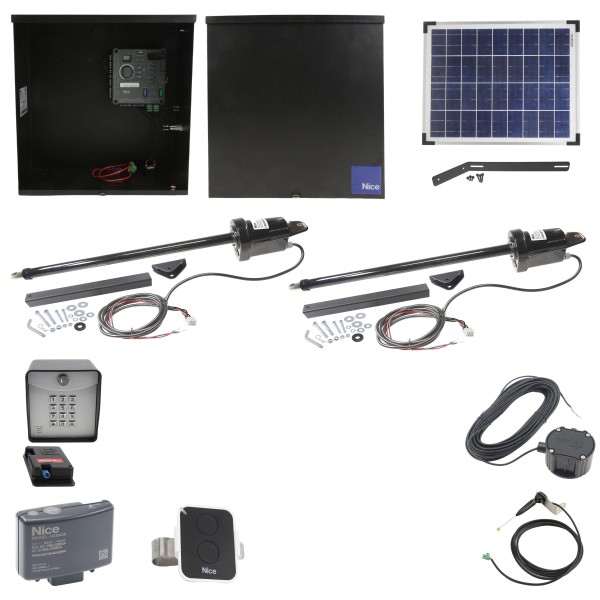 Nice Apollo 310TITANDUAL-20S Dual Swing Gate Opener Kit W/ 20 Watt Solar Panel