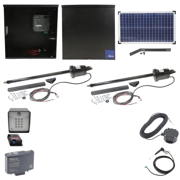 Nice Apollo 310TITANDUAL-30S Dual Swing Gate Opener Kit W/ 30 Watt Solar Panel