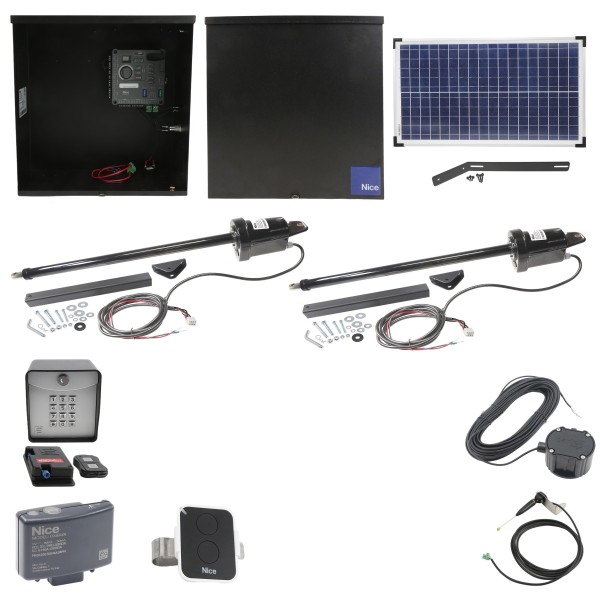 Nice Apollo 310TITANDUAL-30S Dual Swing Gate Opener Kit W/ 30 Watt Solar Panel