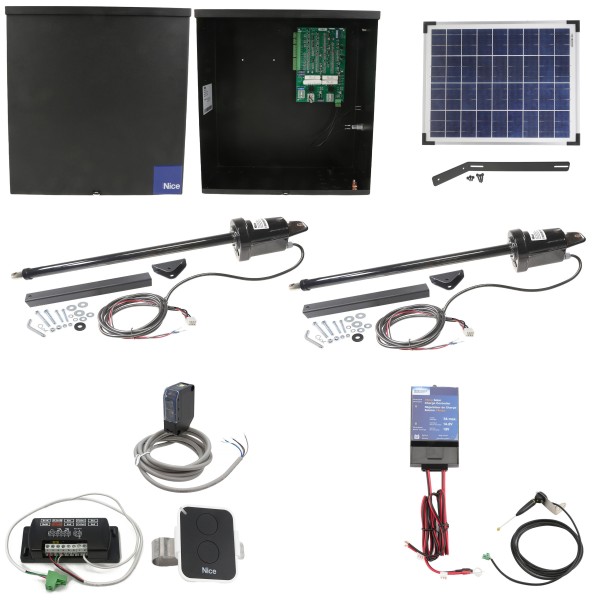 Nice Apollo 1600 Dual Swing Gate Opener Solar Package With 20 Watt Solar Pane1