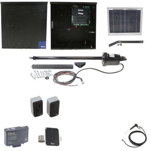 Nice Apollo 1551 10W Solar Swing Gate Opener Bundle w/ 1050 Control Board & Photo Eyes