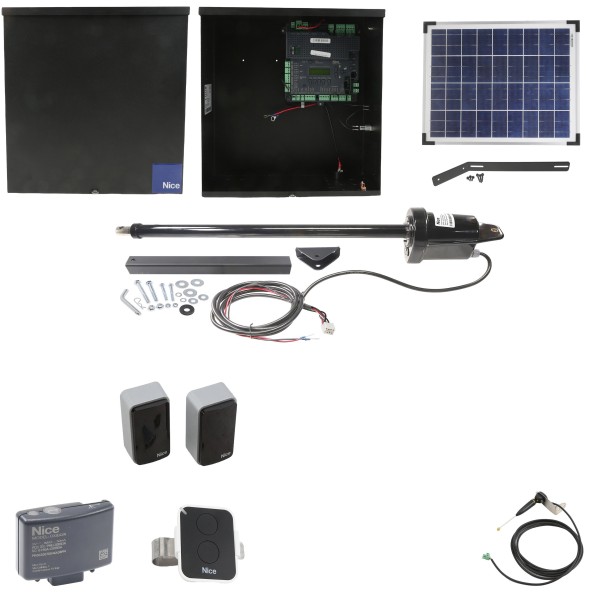 Nice Apollo 1550 ETL-1K Swing Gate Opener Solar Package w/ 20 Watt Solar Panel
