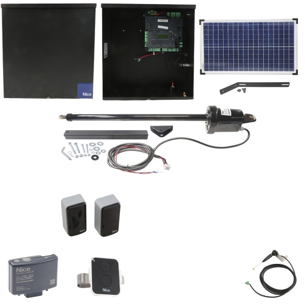 Nice Apollo 1550 ETL-1K Swing Gate Opener Solar Package w/ 30 Watt Solar Panel
