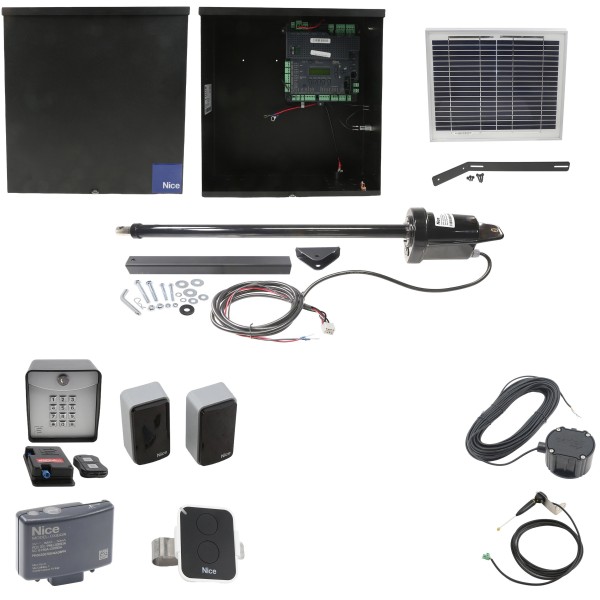 Nice Apollo 1550 ETL-1K Swing Gate Opener Solar Package w/ 10 Watt Solar Panel and Entry/Exit Controls