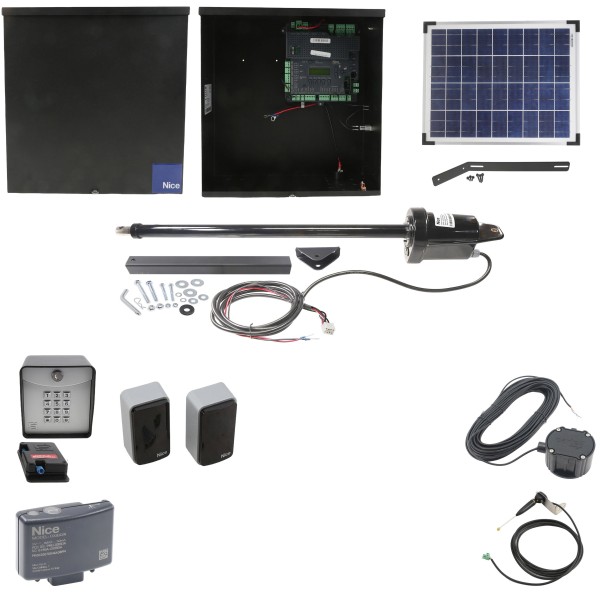Nice Apollo 1550 ETL-1K Swing Gate Opener Solar Package w/ 20 Watt Solar Panel and Entry/Exit Controls