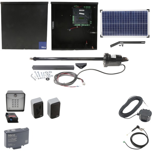 Nice Apollo 1550 ETL-1K Swing Gate Opener Package w/ 30 Watt Solar Panel and Entry/Exit Controls