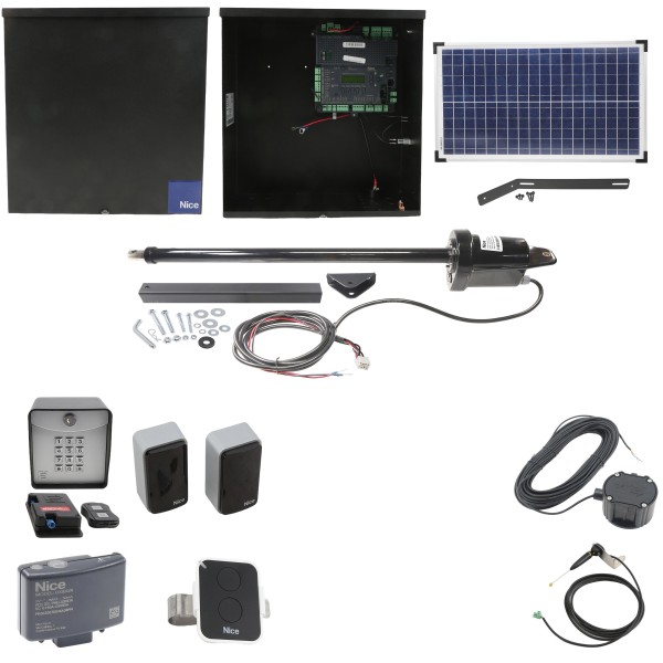 Nice Apollo 1550 ETL-1K Swing Gate Opener Package w/ 30 Watt Solar Panel and Entry/Exit Controls