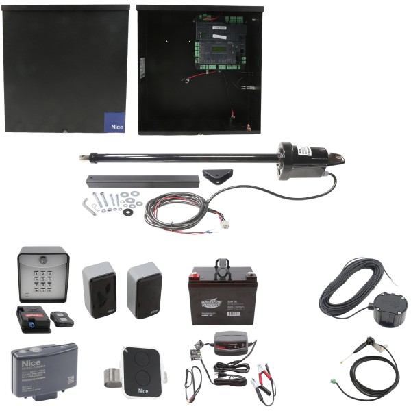 Nice Apollo 1051 Single Arm Swing Gate Opener Complete Package with 1050 Control Board and 35Ah Battery