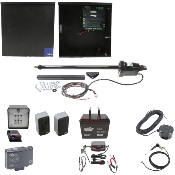 Nice Apollo 1501 Single Arm Swing Gate Opener Complete Package with 1050 Control Board and 75 Ah Battery 