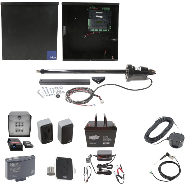 Nice Apollo 1501 Single Arm Swing Gate Opener Complete Package with 1050 Control Board and 75 Ah Battery 