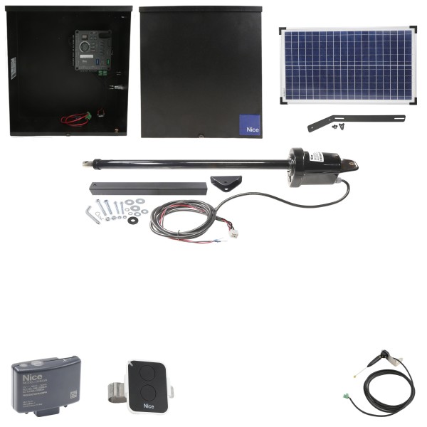 Nice Apollo 816 Linear Actuator Swing Gate Opener Package with 310 Control Board and 30W Solar Panel 