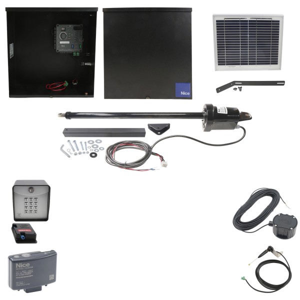 Nice Apollo 310TITANDUAL-FULLPACKAGE-10S Swing Gate Opener Package W/ Wireless Keypad, Exit Wand & 10 Watt Solar Panel