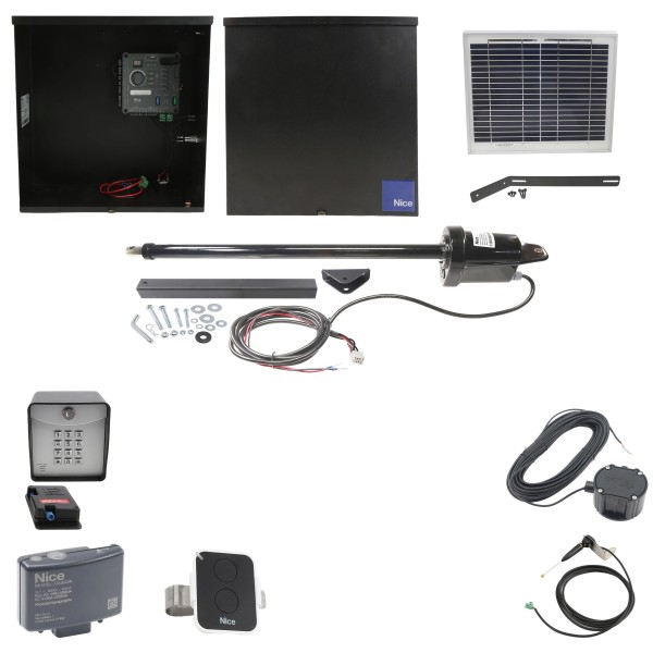 Nice Apollo 310TITANDUAL-FULLPACKAGE-10S Swing Gate Opener Package W/ Wireless Keypad, Exit Wand & 10 Watt Solar Panel