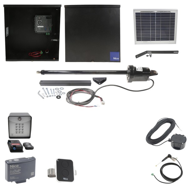 Nice Apollo 310TITANDUAL-FULLPACKAGE-10S Swing Gate Opener Package W/ Wireless Keypad, Exit Wand & 10 Watt Solar Panel
