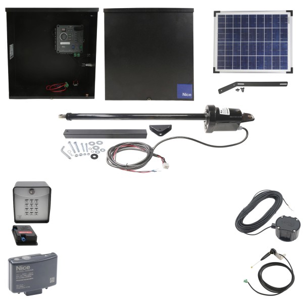 Nice Apollo 310TITANDUAL-FULLPACKAGE-20S Swing Gate Opener Package W/ Wireless Keypad, Exit Wand & 20 Watt Solar Panel