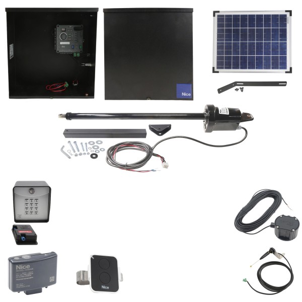 Nice Apollo 310TITANDUAL-FULLPACKAGE-20S Swing Gate Opener Package W/ Wireless Keypad, Exit Wand & 20 Watt Solar Panel