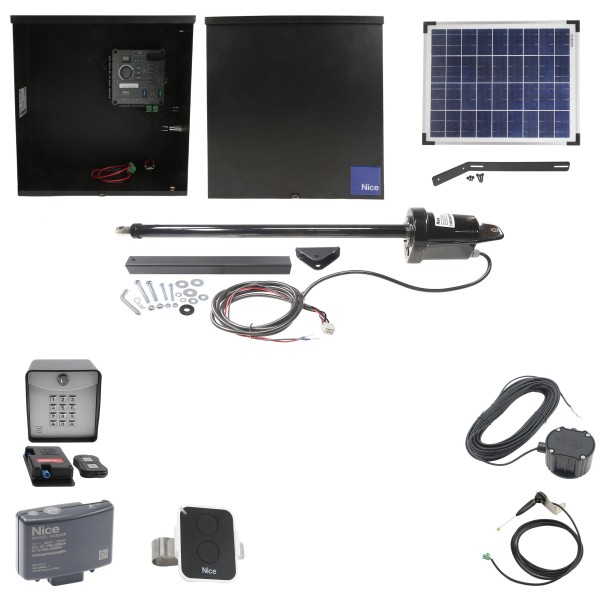 Nice Apollo 310TITANDUAL-FULLPACKAGE-20S Swing Gate Opener Package W/ Wireless Keypad, Exit Wand & 20 Watt Solar Panel