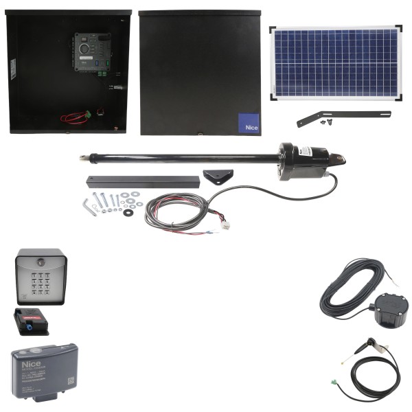 Nice Apollo 310TITANDUAL-FULLPACKAGE-30S Swing Gate Opener Package W/ Wireless Keypad, Exit Wand & 30 Watt Solar Panel