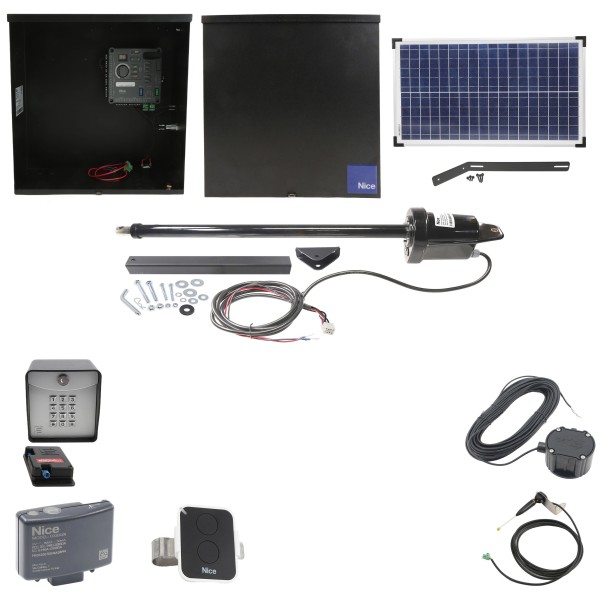 Nice Apollo 310TITANDUAL-FULLPACKAGE-30S Swing Gate Opener Package W/ Wireless Keypad, Exit Wand & 30 Watt Solar Panel