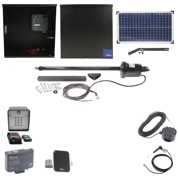Nice Apollo 310TITANDUAL-FULLPACKAGE-30S Swing Gate Opener Package W/ Wireless Keypad, Exit Wand & 30 Watt Solar Panel