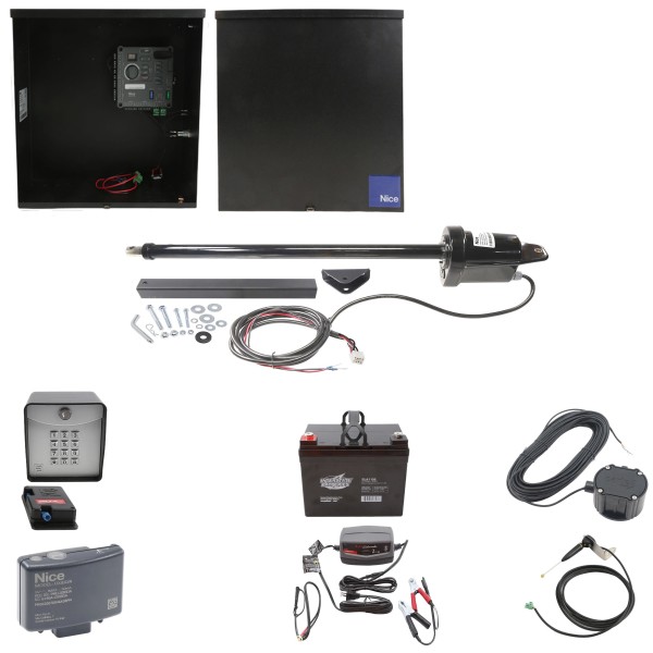 Nice Apollo 816 Linear Actuator Swing Gate Opener Complete Package with 310 Control Board and 35 Ah Battery