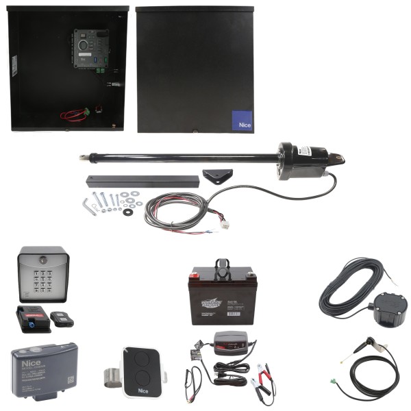 Nice Apollo 816 Linear Actuator Swing Gate Opener Complete Package with 310 Control Board and 35 Ah Battery