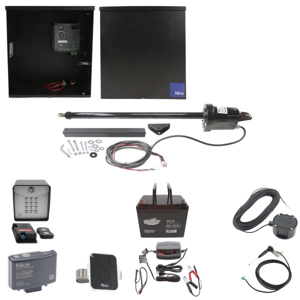 Nice Apollo 816 Linear Actuator Swing Gate Opener Complete Package with 310 Control Board and 75 Ah Battery