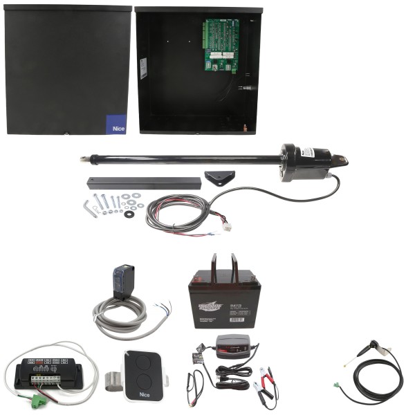 Nice Apollo Swing Gate Opener with 636 Control Board - 75 Ah Battery Included