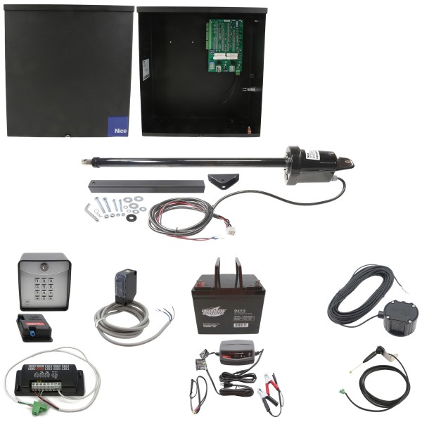 Nice Apollo 1500 Single Arm Swing Gate Opener Complete Package with 636 Control Board and 75 Ah Battery