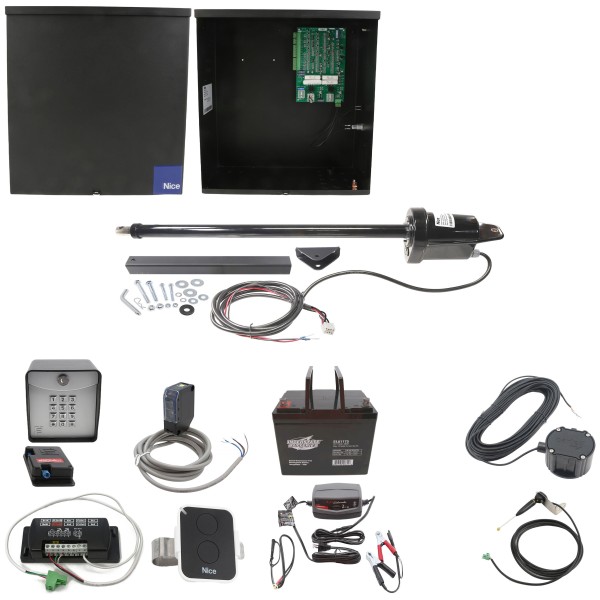Nice Apollo 1500 Single Arm Swing Gate Opener Complete Package with 636 Control Board and 75 Ah Battery