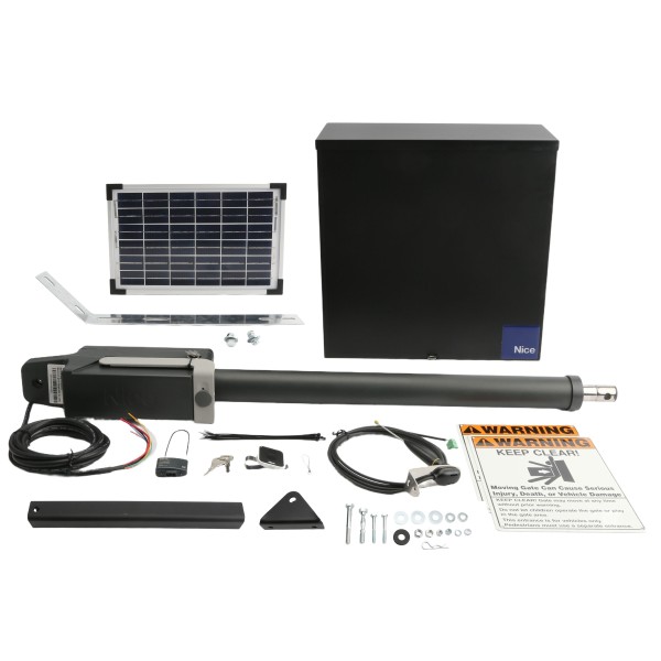 Nice Apollo TITAN12L1 Solar Bundle With Mercury 310 Controller Swing Gate Opener Kit - O-T310-SLR-BL (Solar Panel Shown)