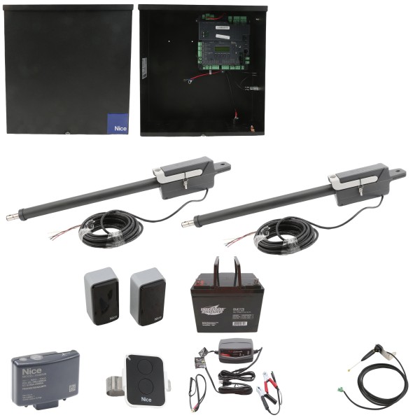 Nice Apollo Titan Dual Swing Gate Opener with 1050 Control Board - 75 Ah Battery Included