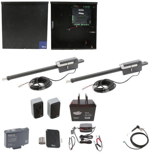 Nice Apollo Titan Dual Swing Gate Opener with 1050 Control Board - 75 Ah Battery Included