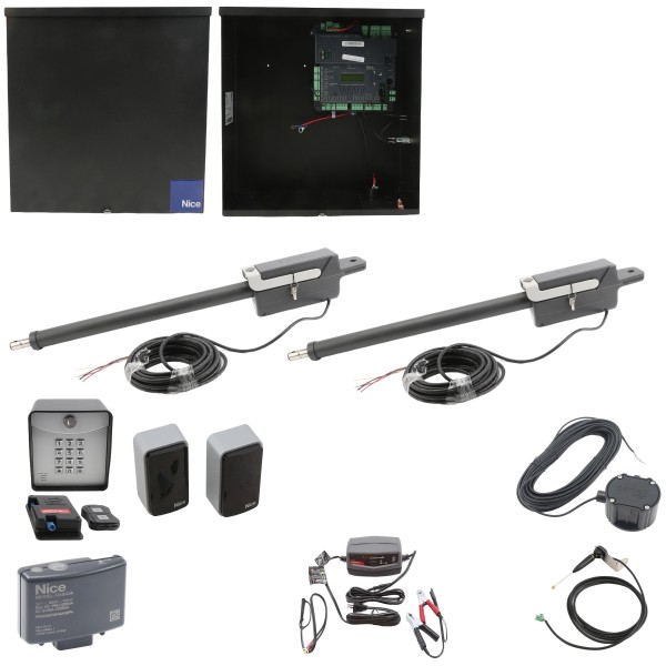 Nice Apollo TITAN12L1 Dual Swing Gate Opener Full Package w/ 1050 Control Board and Entry/Exit Controls