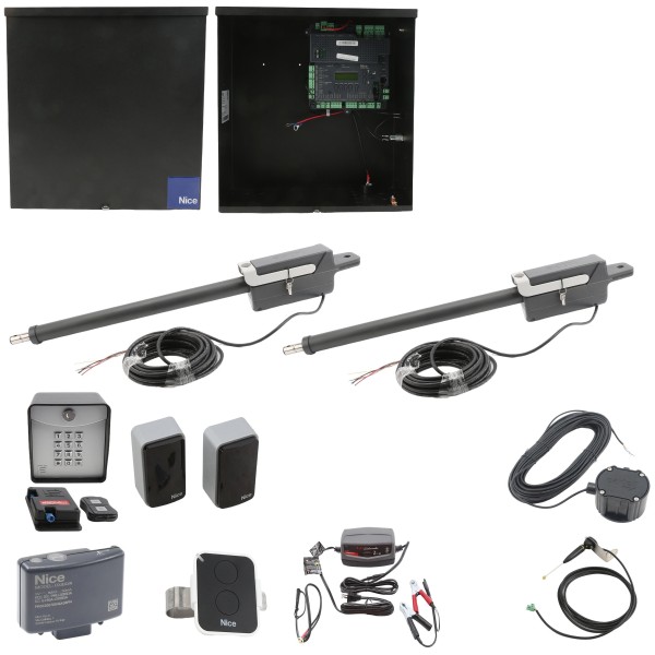 Nice Apollo TITAN12L1 Dual Swing Gate Opener Full Package w/ 1050 Control Board and Entry/Exit Controls