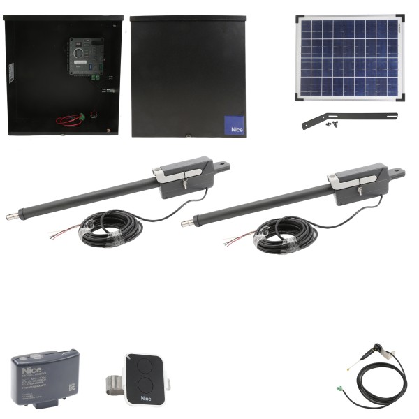 Nice Apollo 310APOLLO-FULLPACKAGE-10S Swing Gate Opener Package W/ Wireless Keypad, Exit Wand & 10 Watt Solar Panel