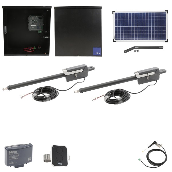 Nice Apollo 310APOLLO-FULLPACKAGE-20S Swing Gate Opener Package W/ Wireless Keypad, Exit Wand & 20 Watt Solar Panel