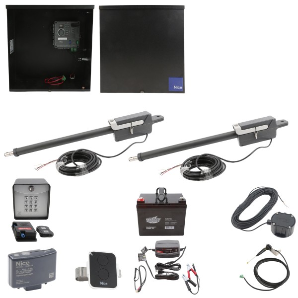 Nice Apollo Titan 310 Dual  Arm Swing Gate Opener Complete Package with 310 Control Board and 35 Ah Battery