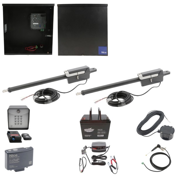 Nice Apollo Titan 912L1 Dual Actuator Swing Gate Opener Package with 310 Control Board and 75 Ah Battery