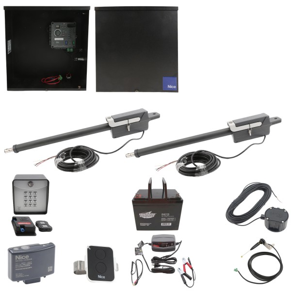 Nice Apollo Titan 912L1 Dual Actuator Swing Gate Opener Package with 310 Control Board and 75 Ah Battery