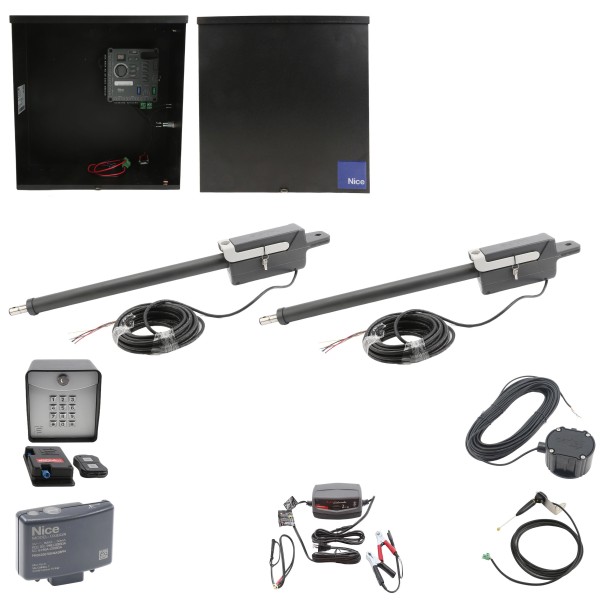 Nice Apollo 310APOLLO-FULLPACKAGE-30S Swing Gate Opener Package W/ Wireless Keypad, Exit Wand & 30 Watt Solar Panel